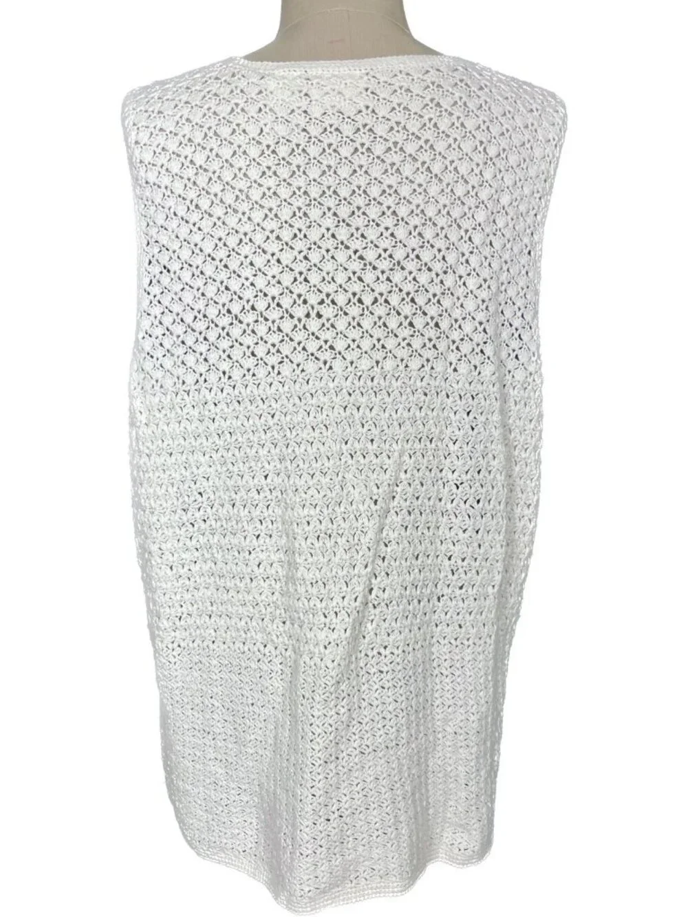 Vintage Liz Claiborne Crochet Knit Sweater Vest Tunic Button Front Size Large